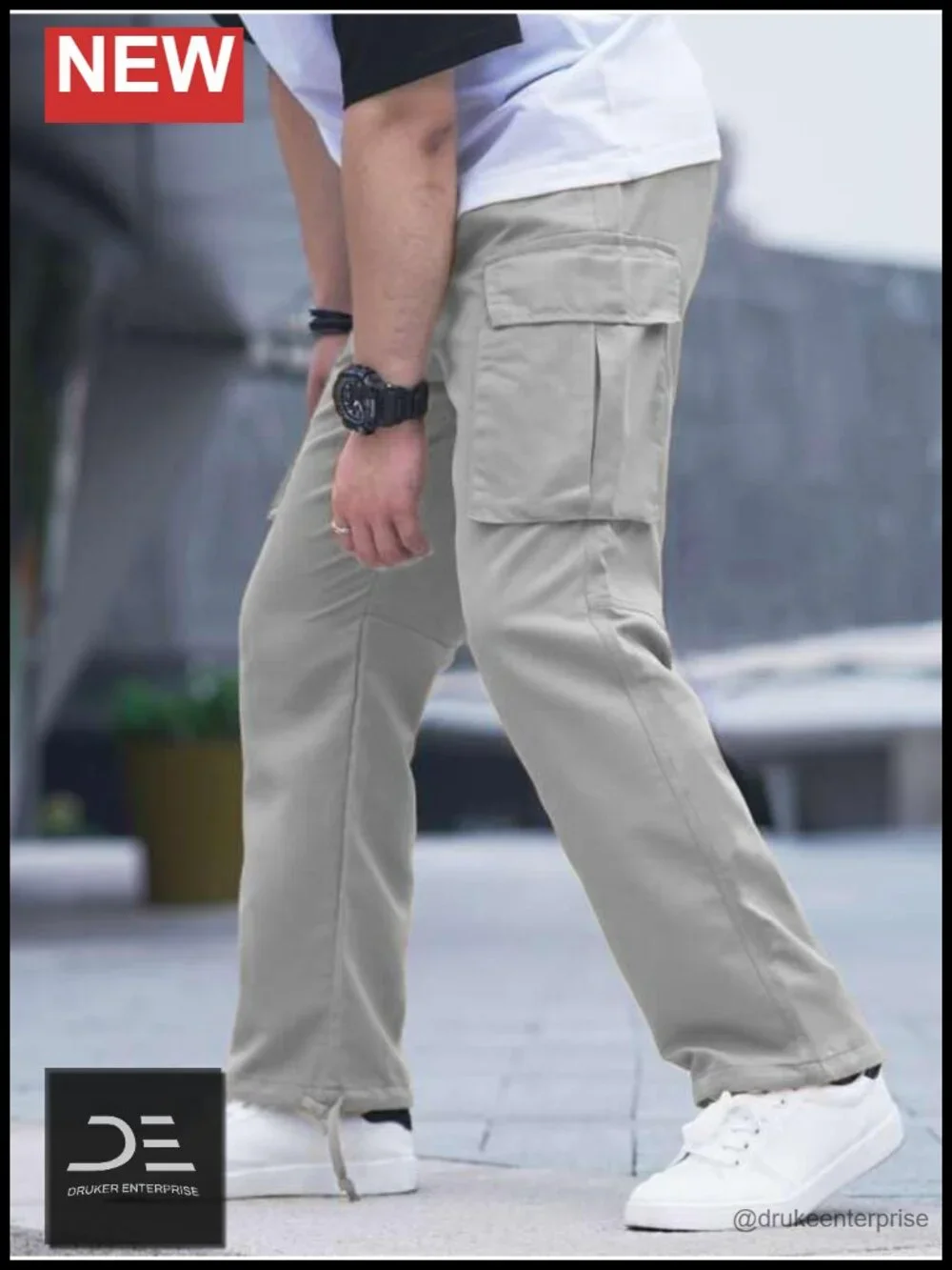 Men's Cargo Joggers Pants Hiking Drawstring Chino Straight Leg